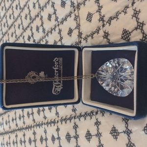 WATERFORD CRYSTAL TEARDROP PENDANT NECKLACE W/BOX & POUCH